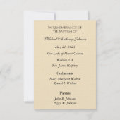 カトリック男の赤ちゃんバプティスマル追悼神聖カード ノートカード (裏面)