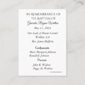 カトリック男の赤ちゃんバプティスマル追悼神聖カード 名刺 (裏面)