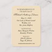 カトリック男の赤ちゃんバプティスマル追悼神聖カード 名刺 (裏面)