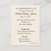 カトリック男の赤ちゃんバプティスマル追悼神聖カード 名刺 (裏面)