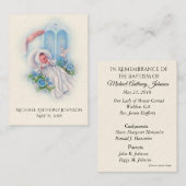 カトリック男の赤ちゃんバプティスマル追悼神聖カード 名刺 (正面/裏面)