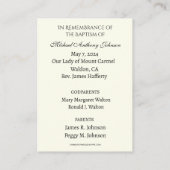 カトリック男の赤ちゃんバプテスマ追悼神聖カード エンクロージャーカード (裏面)