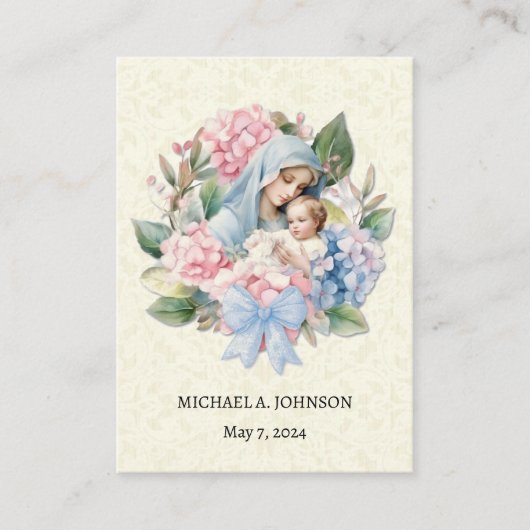 カトリック男の赤ちゃんバプテスマ追悼神聖カード エンクロージャーカード (正面)