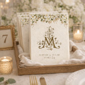 カトリック白フローラ結婚金ゴールドの聖札