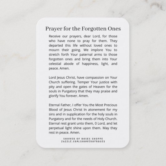 カトリック祈りの言葉イエズラムクロス宗教 名刺 (裏面)