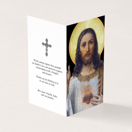 カトリック祈りの言葉カード | アンティーク聖ハート 名刺 (外部)