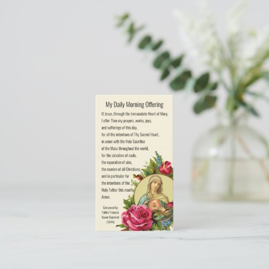 カトリック祈りの言葉モーニングオファリングヴァージンメアリーイエス 名刺 (スタンド正面)