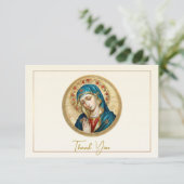 カトリック祈葬儀を持つバラのマドンナ サンキューカード (スタンド正面)