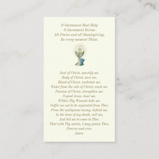 カトリック第一聖体記念祈りの言葉カード プレイスカード (裏面)