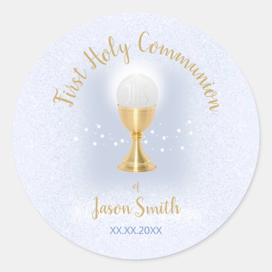 カトリック第一聖餐式の少年 ラウンドシール (正面)