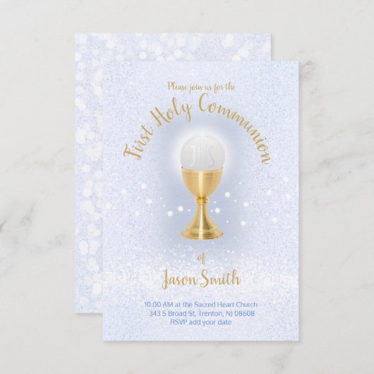 カトリック第一聖餐式の少年 招待状 (正面/裏面)