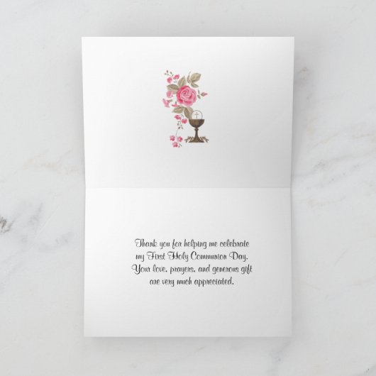 カトリック第一聖餐式フローラ宗教 サンキューカード (内部)