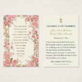 カトリック結婚ピンクフローラ聖なる書物、 経典祈りの言葉 (正面&裏面)