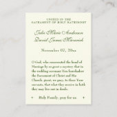 カトリック結婚式の引き出物アイリッシュグリーンケルト十字架 名刺 (裏面)