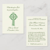 カトリック結婚式の引き出物アイリッシュグリーンケルト十字架 名刺 (正面/裏面)