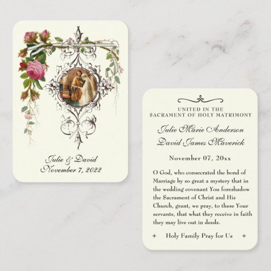 カトリック結婚式の引き出物エレガントバラ  名刺 (正面/裏面)