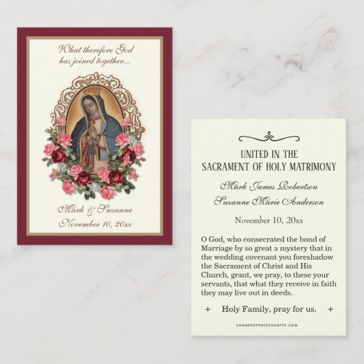カトリック結婚式の引き出物グアダルペホリーカード 名刺 (正面/裏面)