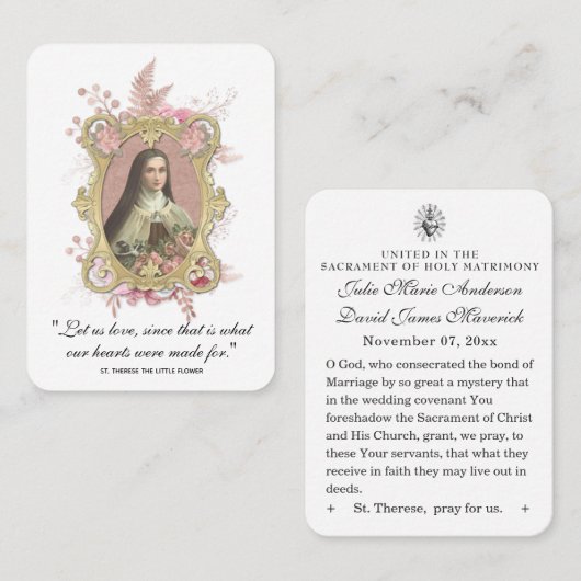 カトリック結婚式の引き出物サンテリーズヴィンテージバラ  名刺 (正面/裏面)