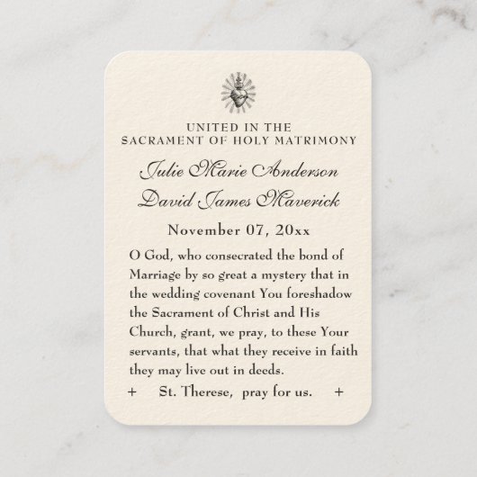 カトリック結婚式の引き出物サンテリーズヴィンテージバラ 名刺 (裏面)