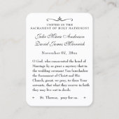 カトリック結婚式の引き出物セントテレスリメンブランス 名刺 (裏面)