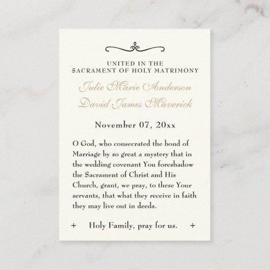 カトリック結婚式の引き出物フローラ記憶 名刺 (裏面)