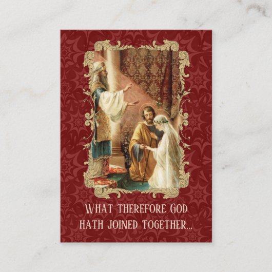 カトリック結婚式の引き出物ホーリーカードダマスクマルーン 名刺 (正面)