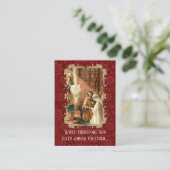 カトリック結婚式の引き出物ホーリーカードダマスクマルーン 名刺 (スタンド正面)