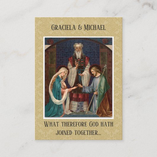カトリック結婚式の引き出物ホーリーカードメアリージョセフ 名刺 (正面)