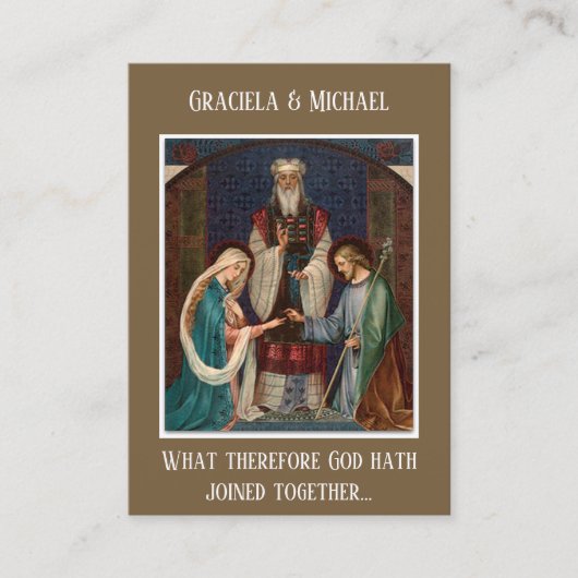 カトリック結婚式の引き出物ホーリーカードメアリージョセフ 名刺 (正面)