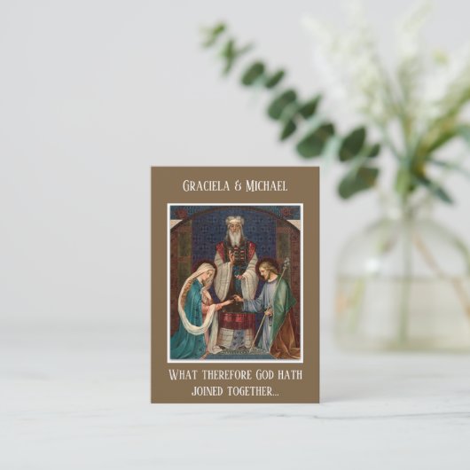 カトリック結婚式の引き出物ホーリーカードメアリージョセフ 名刺 (スタンド正面)