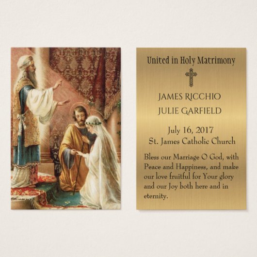 カトリック結婚式の引き出物ホーリーカード新郎新婦 (正面&裏面)