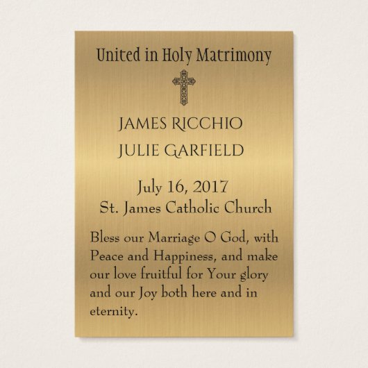 カトリック結婚式の引き出物ホーリーカード新郎新婦 (裏面)