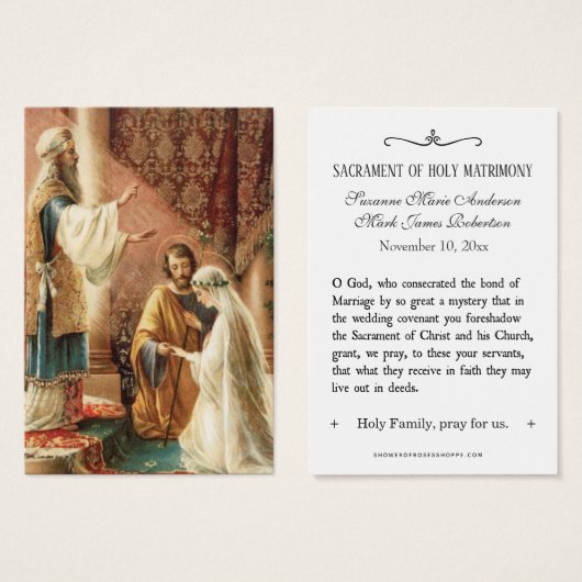 カトリック結婚式の引き出物ホーリーカード新郎新婦 (正面&裏面)