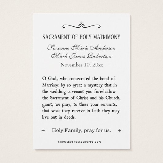 カトリック結婚式の引き出物ホーリーカード新郎新婦 (裏面)