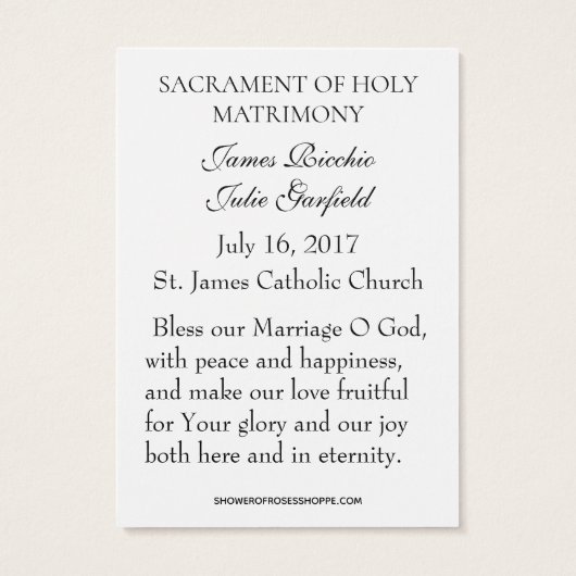 カトリック結婚式の引き出物ホーリーカード新郎新婦 (裏面)