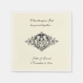 カトリック結婚式の引き出物ホーリーファミリーベージュ色ナプキンス スタンダードカクテルナプキン