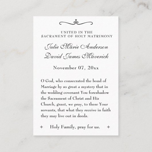 カトリック結婚式の引き出物ヴァージンメアリーメモブランス 名刺 (裏面)