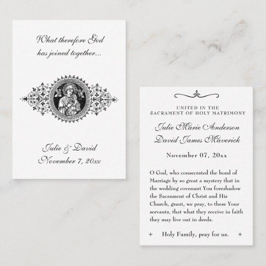 カトリック結婚式の引き出物ヴァージンメアリーメモブランス 名刺 (正面/裏面)