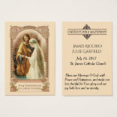 カトリック結婚式の引き出物新郎新婦神聖カード (正面&裏面)