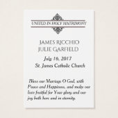 カトリック結婚式の引き出物新郎新婦神聖カード (裏面)