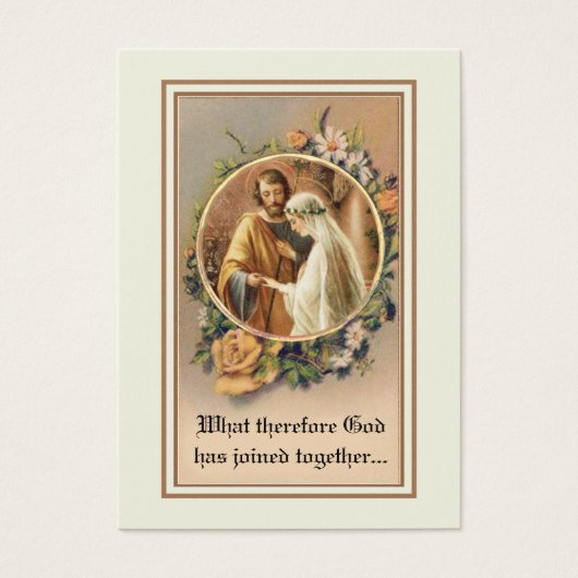 カトリック結婚式の引き出物新郎新婦神聖カード (正面)