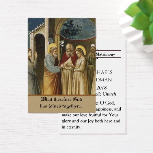 カトリック結婚式の引き出物新郎新婦神聖カード (デスク)