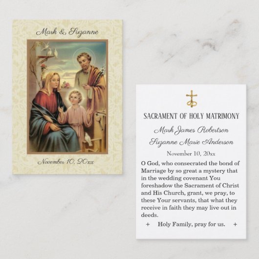 カトリック結婚式の引き出物神聖な家族の神聖なカード 名刺 (正面/裏面)