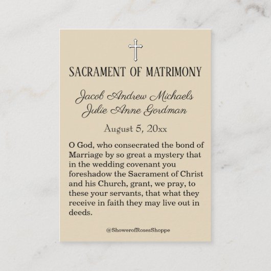 カトリック結婚式の引き出物神聖な家族の神聖なカード 名刺 (裏面)