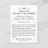 カトリック結婚式の引き出物神聖な家族の神聖なカード 名刺 (裏面)