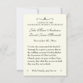 カトリック結婚式の引き出物神聖な家族の記憶 サンキューカード (裏面)