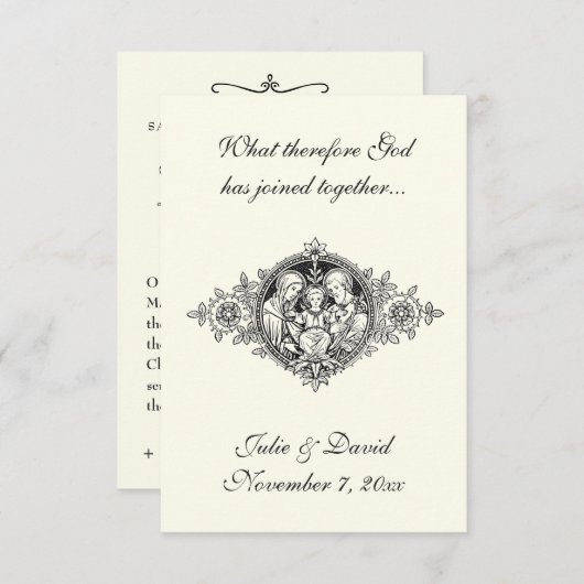 カトリック結婚式の引き出物神聖な家族の記憶 サンキューカード (正面/裏面)