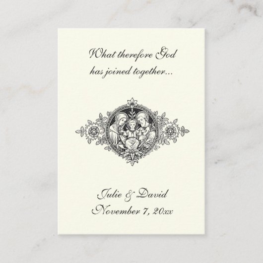 カトリック結婚式の引き出物神聖な家族の記憶 名刺 (正面)