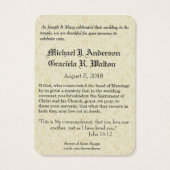 カトリック結婚式の引き出物聖なるカードMary Joseph (裏面)