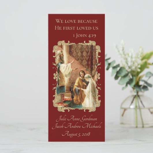 カトリック結婚式の引き出物聖なる書物、 経典金ゴールドマルーン (スタンド正面)